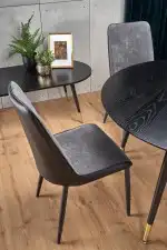 Embos kerek étkezőasztal – fekete / arany - Image 2