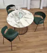 Brodway kerek étkezőasztal – fehér márvány / fekete - Image 8