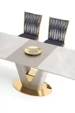 Valentino bővíthető étkezőasztal – szürke márvány / világosszürke / arany - Image 7