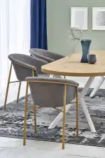 PERONI bővíthető étkezőasztal, kerek, szín: arany tölgy/fehér - Image 12