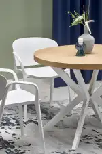 PERONI bővíthető étkezőasztal, kerek, szín: arany tölgy/fehér - Image 15