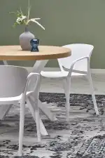 PERONI bővíthető étkezőasztal, kerek, szín: arany tölgy/fehér - Image 16