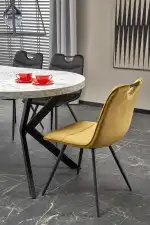 PERONI bővíthető étkezőasztal, kerek, szín: fehér márvány/fekete - Image 15