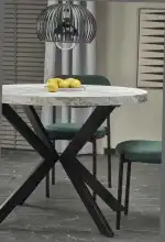 PERONI bővíthető étkezőasztal, kerek, szín: fehér márvány/fekete - Image 19