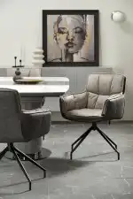 Dancan bővíthető étkezőasztal – fehér márvány / szürke / világosszürke / fekete - Image 2