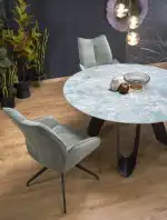 Giovani kerek étkezőasztal – zöld márvány / fekete - Image 7