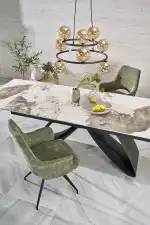 Hilario bővíthető étkezőasztal – fehér márvány / fekete - Image 13