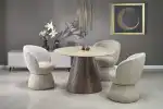Pireus kerek étkezőasztal – travertin / dió