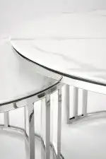 Mercury dohányzóasztal (2 db-os szett) – fehér márvány - Image 3