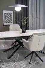 Vitorino bővíthető étkezőasztal – fehér márvány / fekete - Image 7