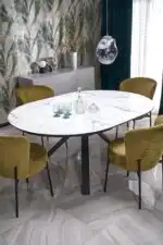 Vertigo bővíthető étkezőasztal – fehér márvány / fekete - Image 6