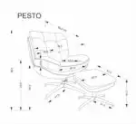 Pesto hintázó forgófotel lábtartóval – szürke - Image 13