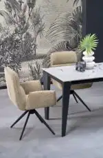 Felix bővíthető étkezőasztal – fehér márvány / fekete - Image 4