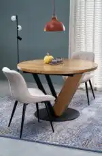 Fanis kerek bővíthető étkezőasztal – natúr / fekete - Image 3