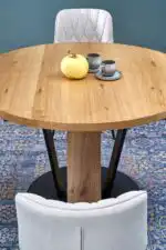 Fanis kerek bővíthető étkezőasztal – natúr / fekete - Image 4