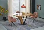 Fanis kerek bővíthető étkezőasztal – natúr / fekete - Image 5
