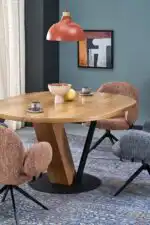 Fanis kerek bővíthető étkezőasztal – natúr / fekete - Image 6