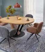 Fanis kerek bővíthető étkezőasztal – natúr / fekete - Image 7