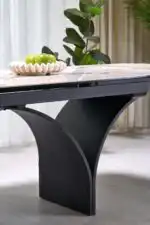 Alter ovális bővíthető étkezőasztal – bézs márvány / fekete - Image 3